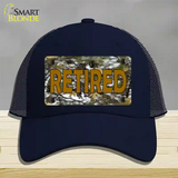 Retired Camouflage Novelty License Plate Hat Mesh / Navy