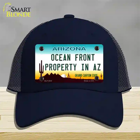 Ocean Front Property Novelty License Plate Hat Mesh / Navy