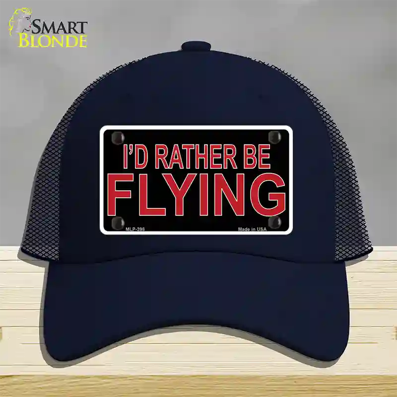 Rather Be Flying Novelty License Plate Hat Mesh Navy