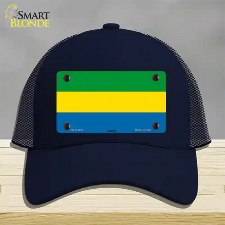 Gabon Flag Novelty License Plate Hat Mesh / Navy