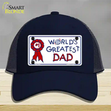 Worlds Greatest Dad Novelty License Plate Hat Mesh / Navy