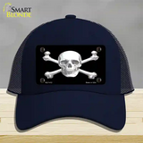 Skull And Cross Bones Novelty License Plate Hat Mesh / Navy