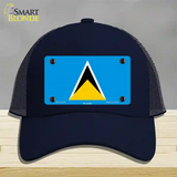 St Lucia Flag Novelty License Plate Hat Mesh / Navy