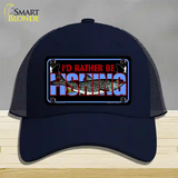 Rather Be Fishing Novelty License Plate Hat Mesh / Navy