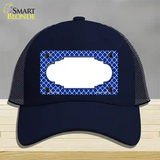 Blue White Quatrefoil Center Scallop Novelty License Plate Hat Mesh / Navy
