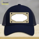 Gold White Quatrefoil Center Scallop Novelty License Plate Hat Mesh / Navy