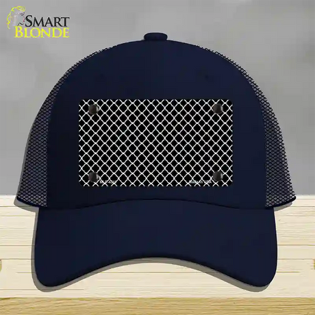 Black White Quatrefoil Novelty License Plate Hat Mesh / Navy