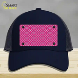 Pink White Quatrefoil Novelty License Plate Hat Mesh / Navy