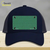 Green White Quatrefoil Novelty License Plate Hat Mesh / Navy