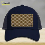 Brown White Quatrefoil Novelty License Plate Hat Mesh / Navy