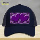 Purple White Quatrefoil Purple Center Hearts Novelty License Plate Hat Mesh / Navy