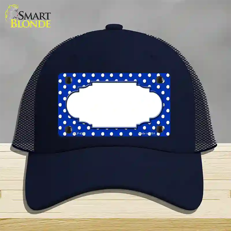 Scallop Blue White Polka Dot Novelty License Plate Hat Mesh / Navy