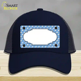 Scallop Light Blue White Polka Dot Novelty License Plate Hat Mesh / Navy