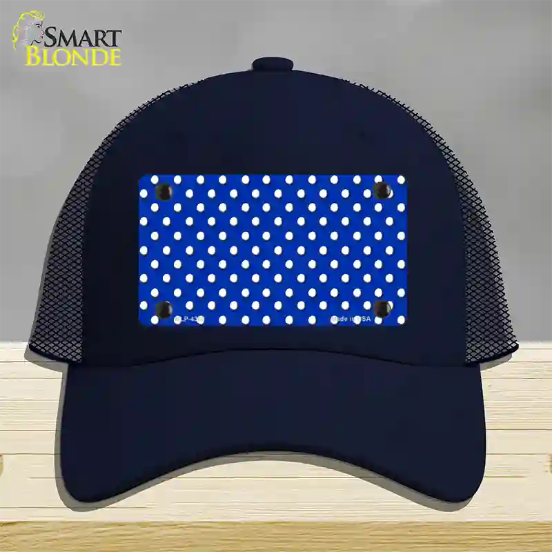 Blue Polka Dot Novelty License Plate Hat Mesh / Navy