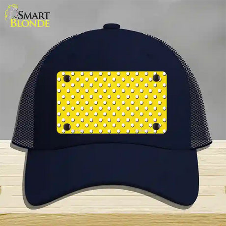 Yellow Polka Dot Novelty License Plate Hat Mesh / Navy