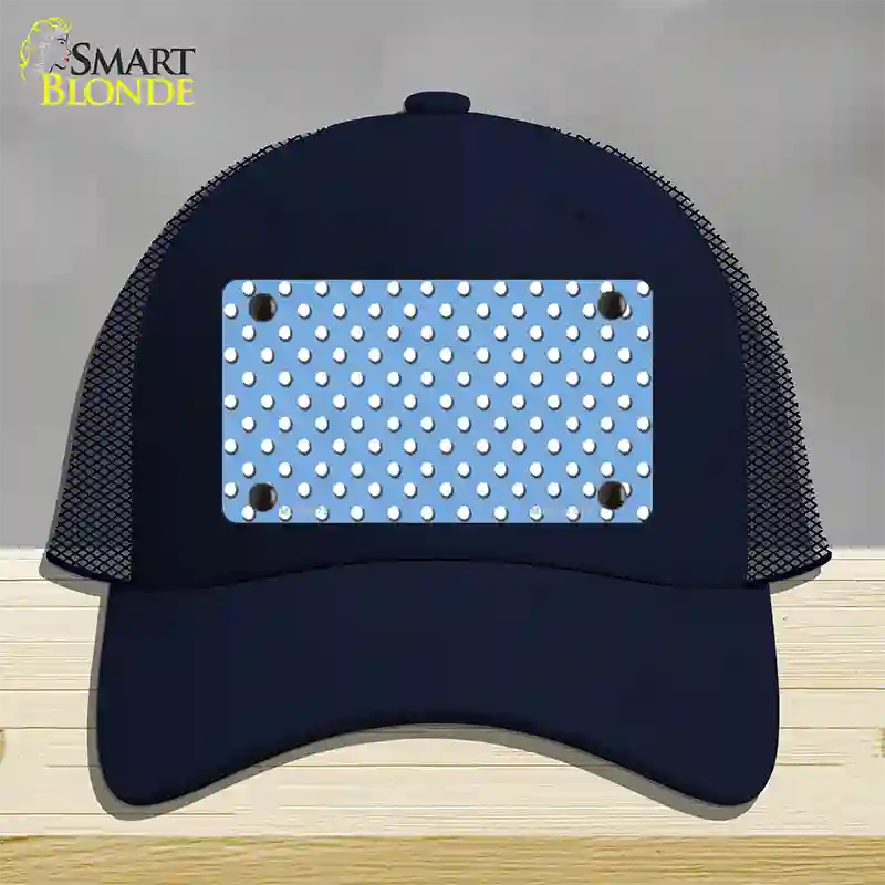 Light Blue Polka Dot Novelty License Plate Hat Mesh / Navy