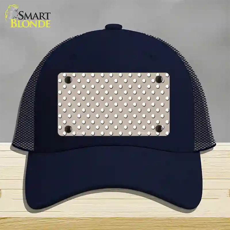 Tan Polka Dot Novelty License Plate Hat Mesh / Navy