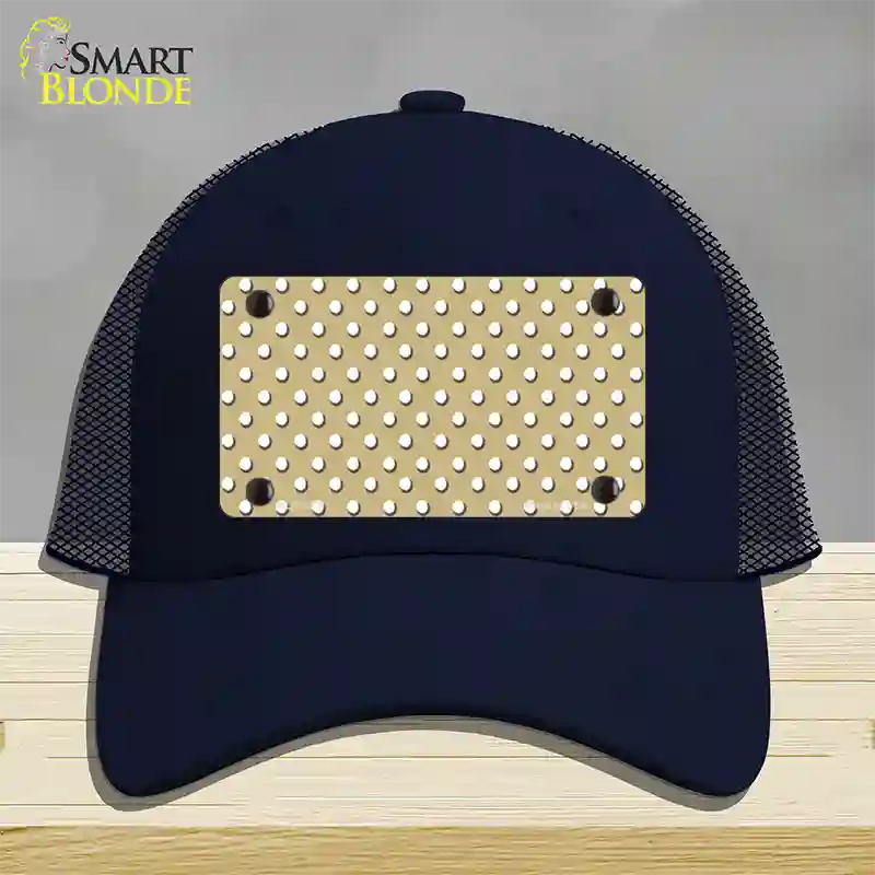 Gold Polka Dot Novelty License Plate Hat Mesh / Navy