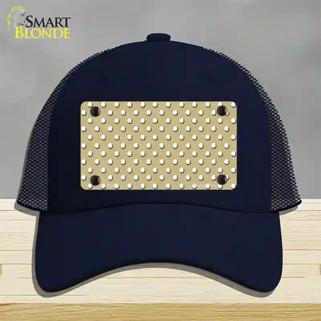 Gold Polka Dot Novelty License Plate Hat Mesh / Navy