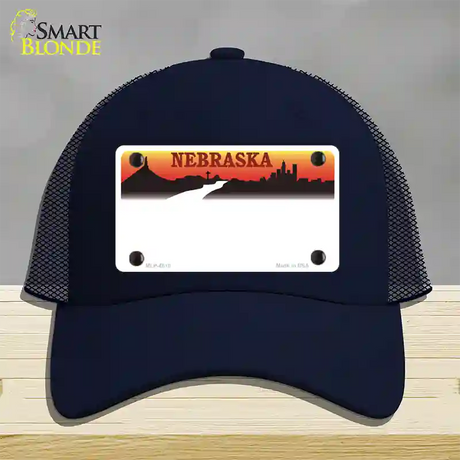 Nebraska Amber State Blank Novelty License Plate Hat Mesh / Navy