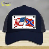 Confederate USA Crossed Flags Novelty License Plate Hat Mesh / Navy