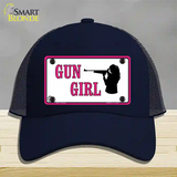 Gun Girl Novelty License Plate Hat Mesh / Navy