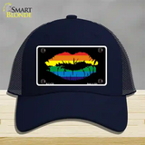 Lips Novelty License Plate Hat Mesh Navy