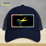Scissors Novelty License Plate Hat Mesh Navy