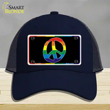 Peace Sign Novelty License Plate Hat Mesh Navy