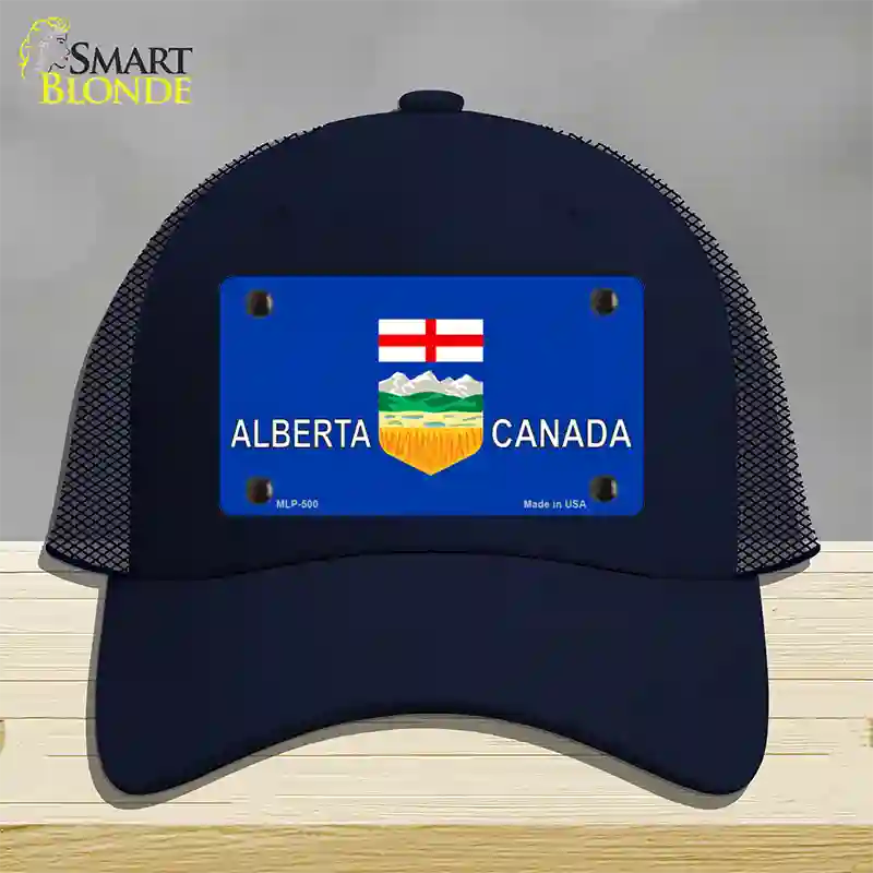 Alberta Canada Novelty License Plate Hat Mesh / Navy