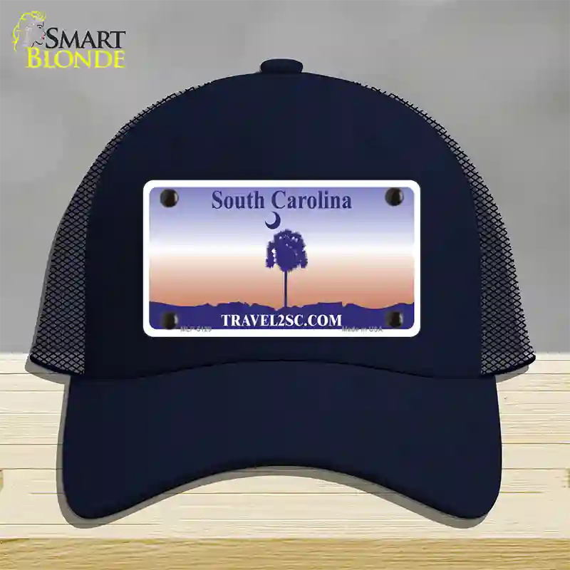 South Carolina Blank Novelty License Plate Hat Mesh / Navy