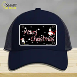 Merry Christmas Novelty License Plate Hat Mesh / Navy