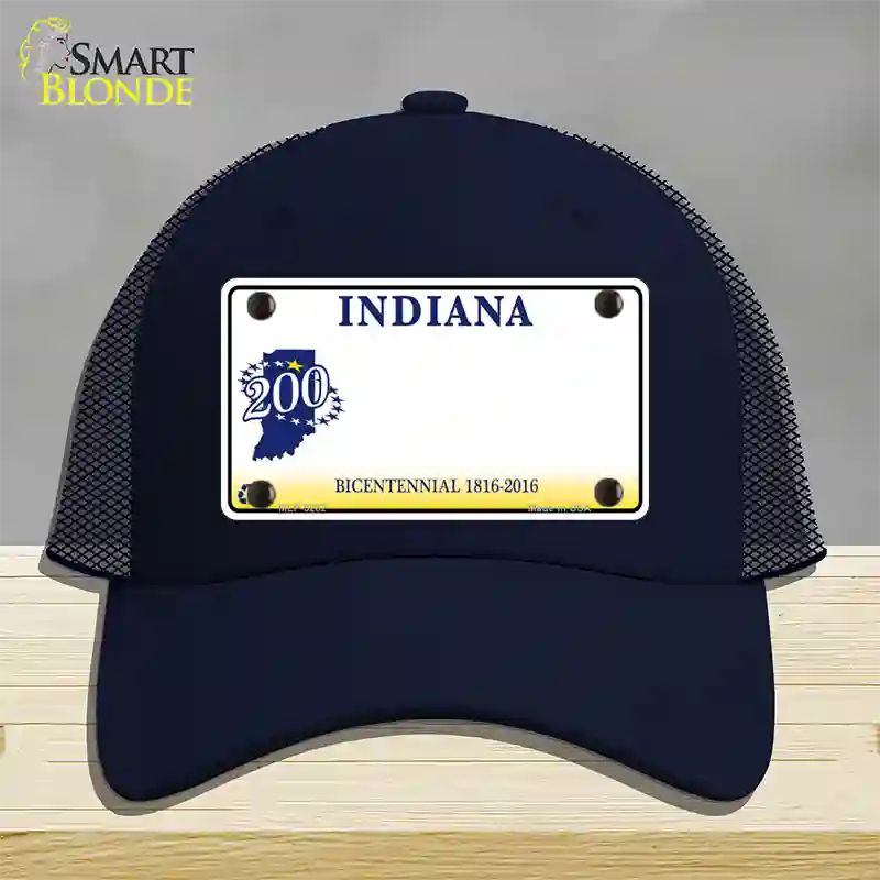 Indiana State Bicentennial Novelty License Plate Hat Mesh / Navy