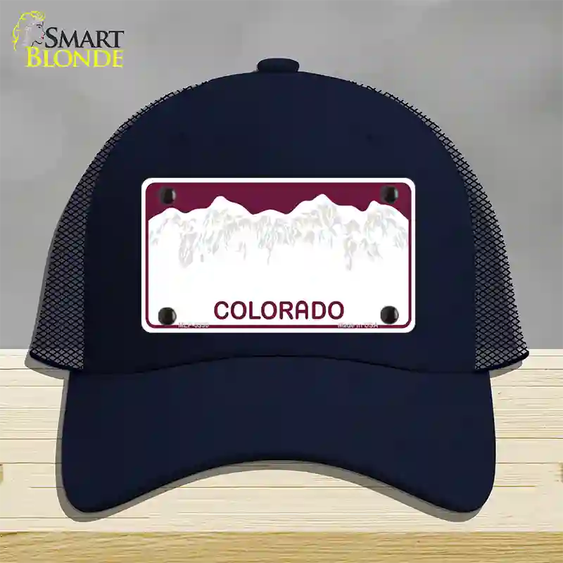 Colorado State Blank Novelty License Plate Hat Mesh / Navy