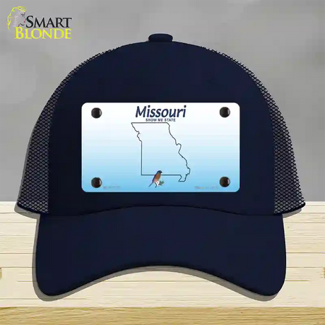 Missouri Show Me Blank Novelty License Plate Hat Mesh / Navy