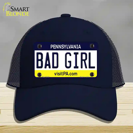 Bad Girl Pennsylvania State Novelty License Plate Hat Mesh / Navy
