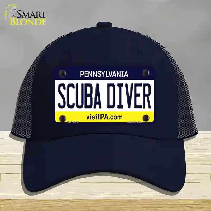 Scuba Diver Pennsylvania State Novelty License Plate Hat Mesh / Navy