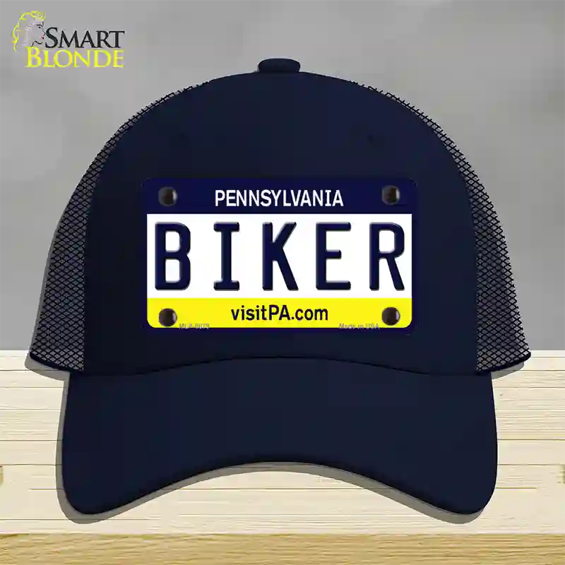 Biker Pennsylvania State Novelty License Plate Hat Mesh / Navy