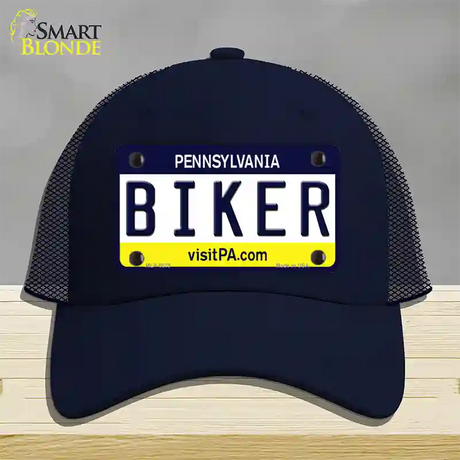Biker Pennsylvania State Novelty License Plate Hat Mesh / Navy