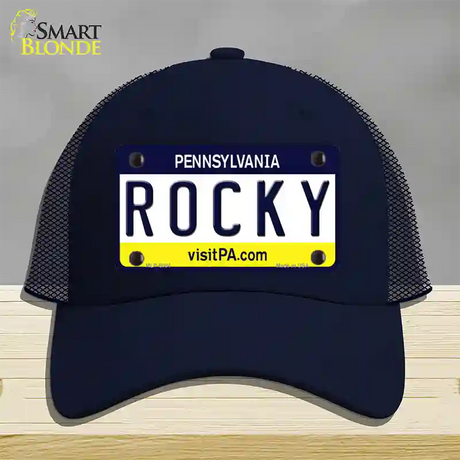 Rocky Pennsylvania State Novelty License Plate Hat Mesh / Navy