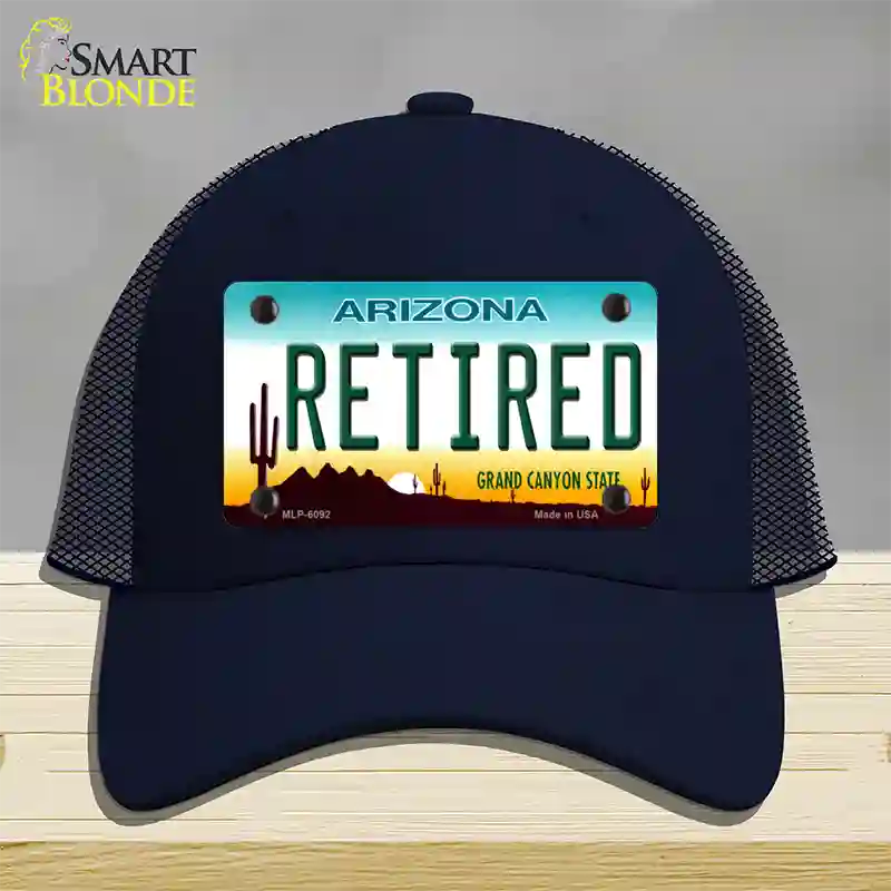 Arizona Retired Novelty License Plate Hat Mesh / Navy