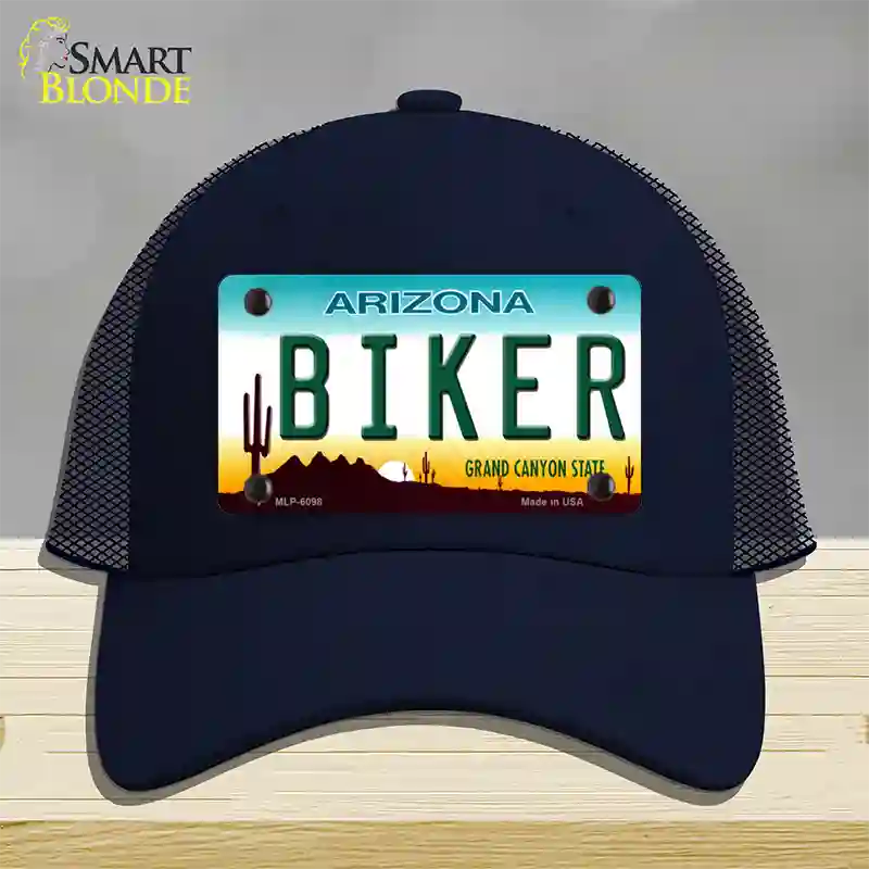 Arizona Biker Novelty License Plate Hat Mesh / Navy