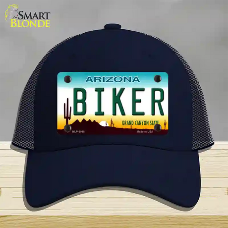 Arizona Biker Novelty License Plate Hat Mesh / Navy