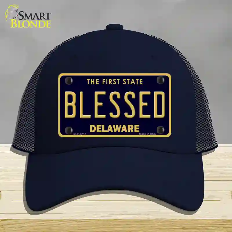 Blessed Delaware Novelty License Plate Hat Mesh / Navy