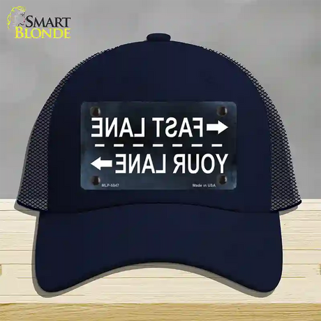 Fast Lane Your Lane Novelty License Plate Hat Mesh / Navy