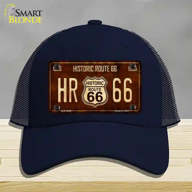 Historic Route 66 Vintage Novelty License Plate Hat Mesh Navy