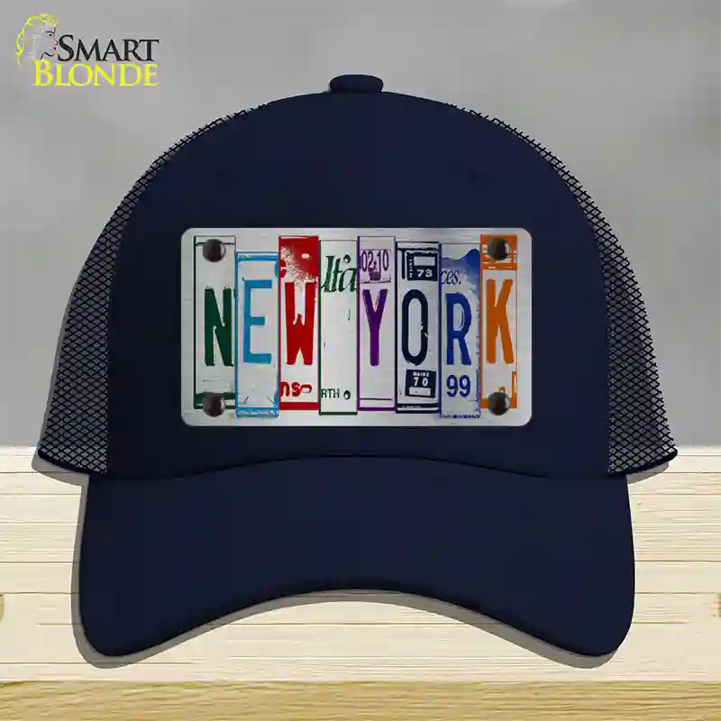 New York License Plate Art Novelty License Plate Hat Mesh / Navy