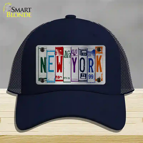 New York License Plate Art Novelty License Plate Hat Mesh / Navy