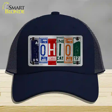 Ohio License Plate Art Novelty License Plate Hat Mesh / Navy