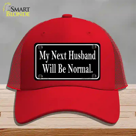 My Next Husband Novelty License Plate Hat Mesh / Red